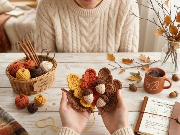 Oak Leaf and Acorn Garland Crochet Pattern