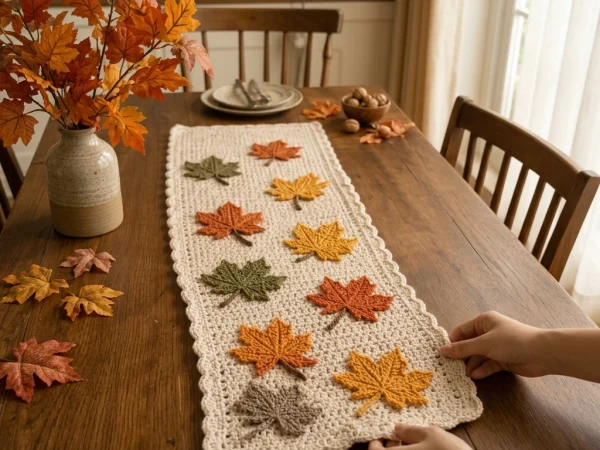 Burgundy and Blush Flower Vine Table Runner Crochet Pattern — Free ...