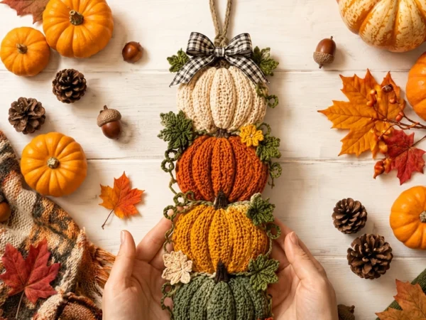 Stacked Pumpkin Amigurumi Door Hanger Pattern