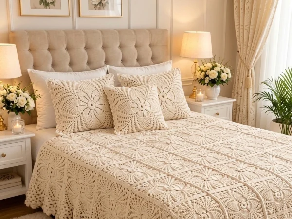 Heirloom Cream Lace Bedspread Crochet Pattern