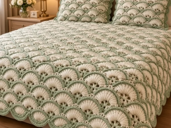 Pinterest Shell Pattern Lavender Spiral Crochet Bedspread — Free Crochet Pattern — amigurumi