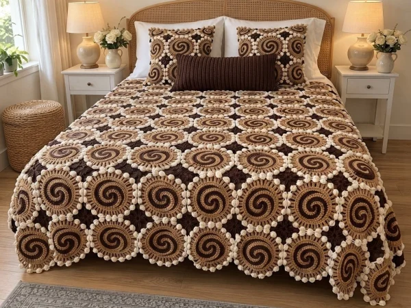 Spiral Bloom Bedspread Crochet Pattern